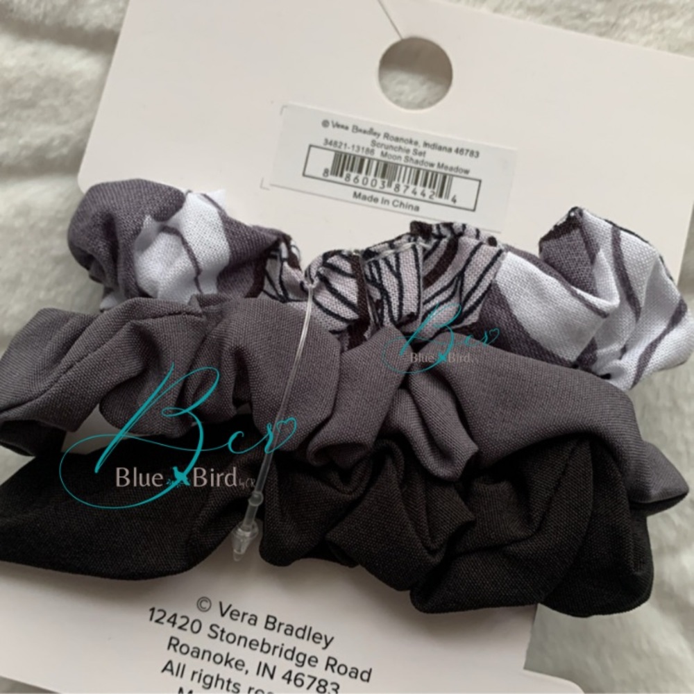 Vera Bradley Black and Gray Scrunchie Set - Picture 2 of 4